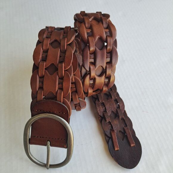 Hollister Accessories - Hollister Belt Women's Woven Brown Leather Sz XS/S Equestrian Cowgirl-Core